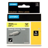 Dymo S0718340/18058 IND Rhino ruban d'étiquettes thermorétractables 19 mm (d'origine) - noir sur jaune 18058 088710