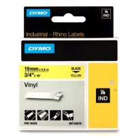 Dymo S0718470/18433 IND Rhino ruban d'étiquettes vinyle 19 mm (d'origine) - noir sur jaune 18433 S0718470 088610