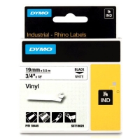 Dymo S0718620/18445 IND Rhino ruban adhésif vinyle 19 mm (d'origine) - noir sur blanc 18445 088604