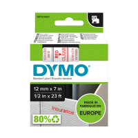 Dymo S0720520/45012 ruban 12 mm (d'origine) - rouge sur transparent S0720520 088204