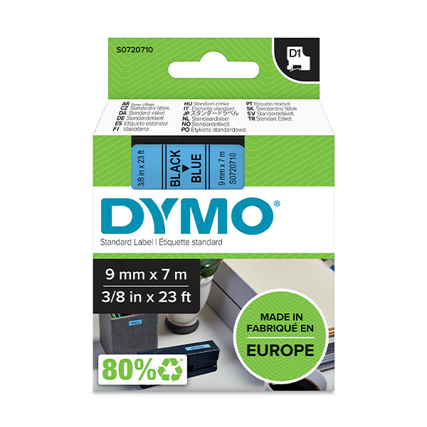Dymo S0720710/40916 ruban d'étiquettes 9 mm (d'origine) - noir sur bleu S0720710 088112 - 1