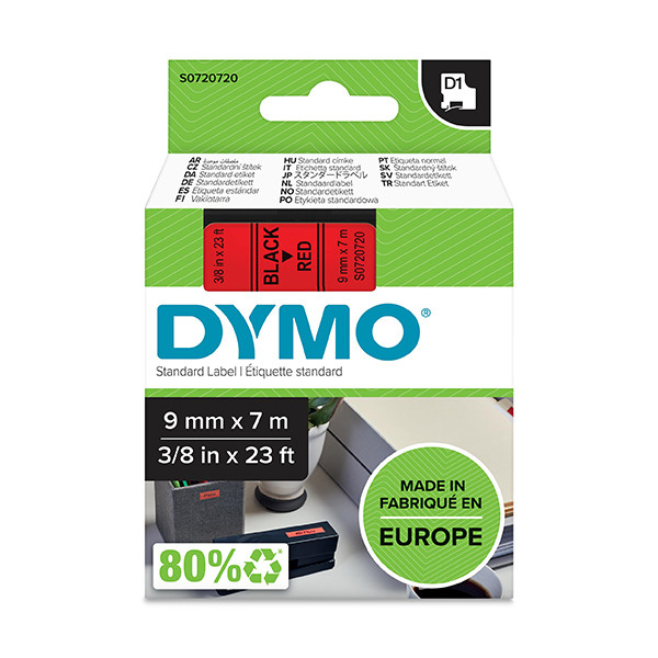 Dymo S0720720/40917 ruban d'étiquettes 9 mm (d'origine) - noir sur rouge S0720720 088114 - 1