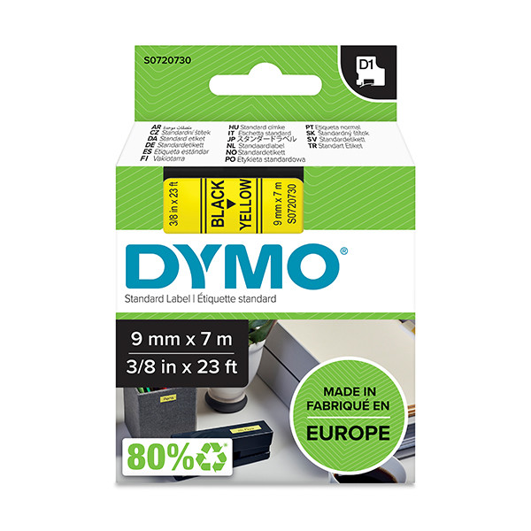 Dymo S0720730/40918 ruban d'étiquettes 9 mm (d'origine) - noir sur jaune S0720730 088116 - 1