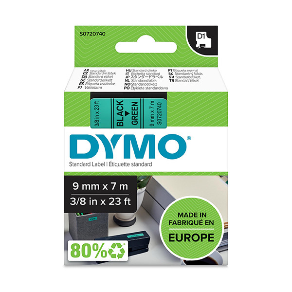 Dymo S0720740/40919 ruban d'étiquettes 9 mm (d'origine) - noir sur vert S0720740 088118 - 1