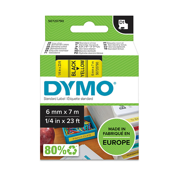 Dymo S0720790/43618 ruban d'étiquettes 6 mm (d'origine) - noir sur jaune S0720790 088004 - 1