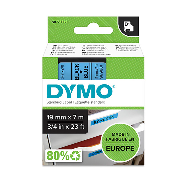 Dymo S0720860/45806 ruban d'étiquettes 19 mm (d'origine) - noir sur bleu S0720860 088408 - 1