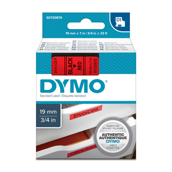 Dymo S0720870/45807 ruban d'étiquettes - noir sur rouge 19 mm (d'origine) S0720870 088410 - 1