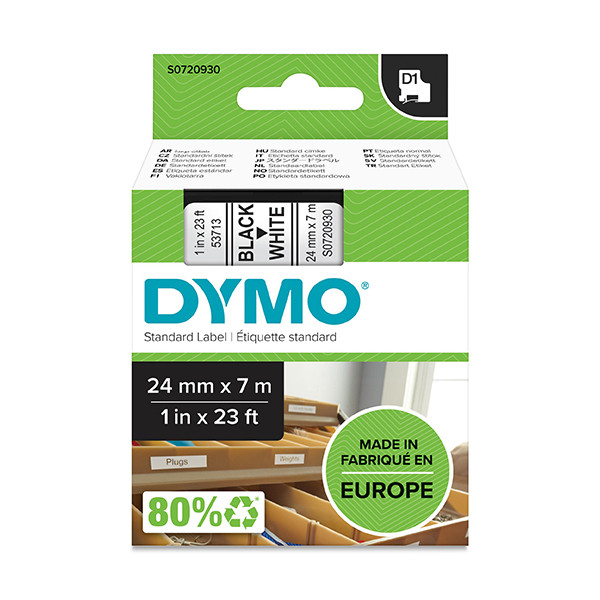 Dymo S0720930/53713 Ruban d'étiquettes 24 mm (d'origine) - noir sur blanc S0720930 088422 - 1