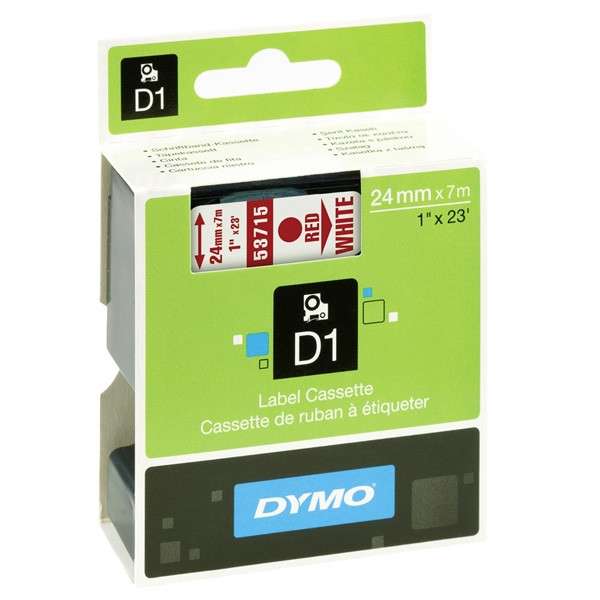 Dymo S0720950/53715 ruban d'étiquettes 24 mm (d'origine) - rouge sur blanc S0720950 088426 - 1