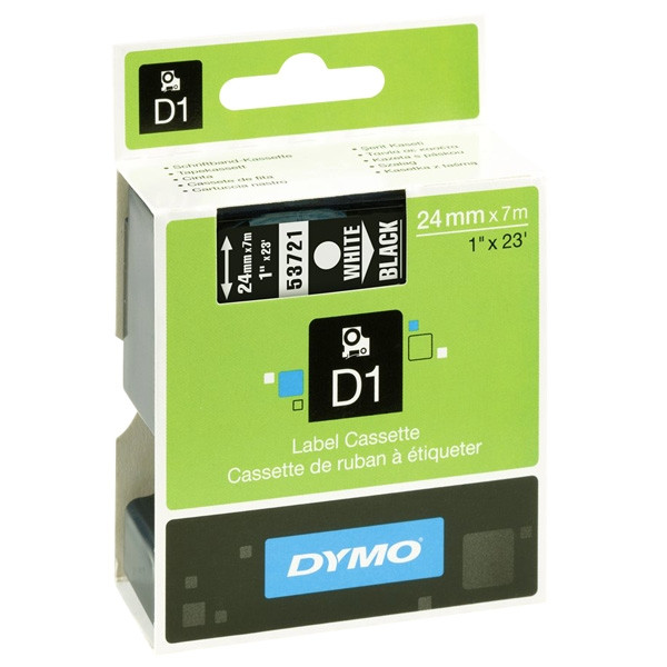 Dymo S0721010/53721 ruban d'étiquettes 24 mm (d'origine) - blanc sur noir S0721010 088438 - 1