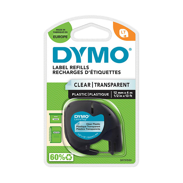 Dymo S0721530/12267 ruban à étiquettes plastique 12 mm (d'origine) - transparent S0721530 088312 - 1