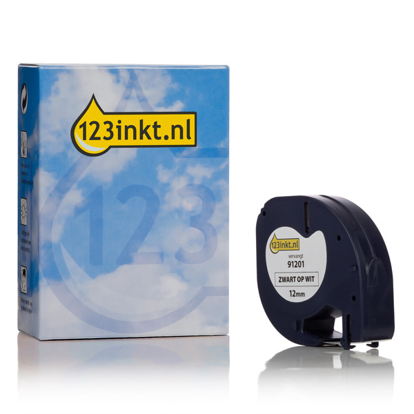 Dymo S0721610/91201 ruban plastique 12 mm (marque 123encre) - blanc S0721610C 088303 - 1