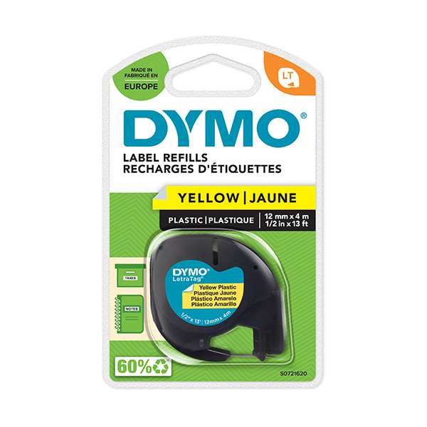 Dymo S0721620/91202 ruban d'étiquettes plastique 12 mm (d'origine) - jaune S0721620 088304 - 1
