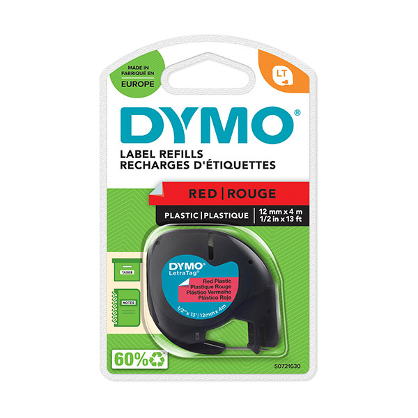Dymo S0721630/91203 ruban d'étiquettes plastique 12 mm (d'origine) - rouge S0721630 088306 - 1