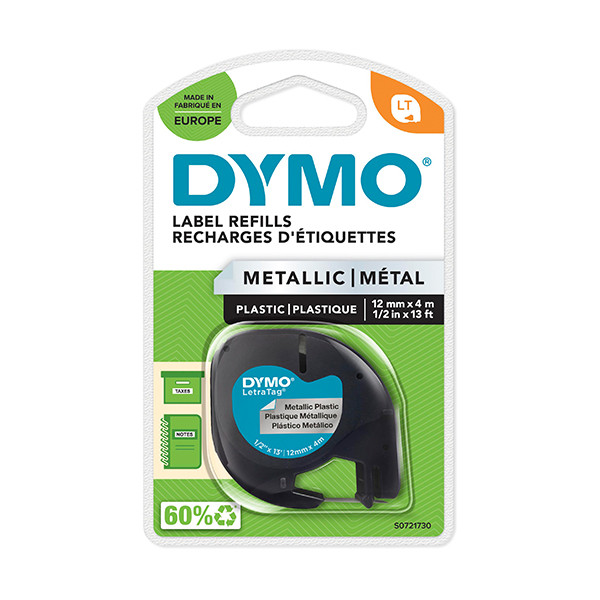 Dymo S0721730/91208 ruban d'étiquettes 12 mm (d'origine) - argent métallisé S0721730 088314 - 1