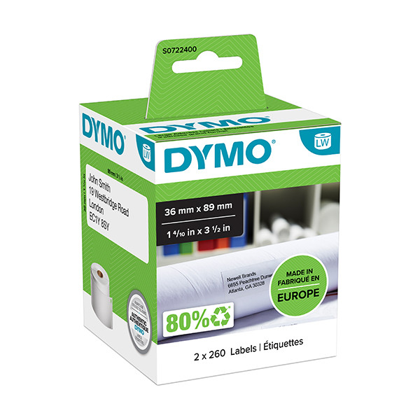 Dymo S0722400/99012 étiquettes d'adresse larges 2 rouleaux (d'origine) S0722400 088504 - 1