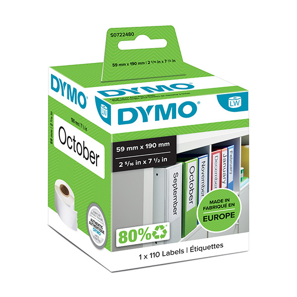 Dymo S0722480/99019 étiquettes pour classeur, format large (d'origine) S0722480 088514 - 1