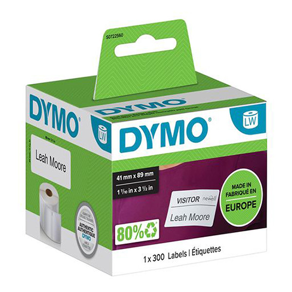 Dymo S0722560/11356 étiquettes de badge nominatif blanches amovibles (d'origine) S0722560 088524 - 1