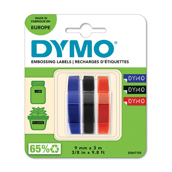 Dymo S0847750 ruban d'étiquettes en relief 3 couleurs multipack (d'origine) S0847750 088452 - 1