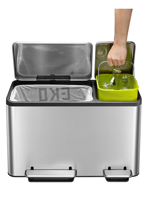 EKO EcoCasa poubelle (30 + 15 litres) - acier inoxydable mat VB912845 SEK00071 - 2