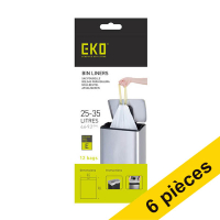 Offre : 6x EKO type E sacs-poubelle à lien coulissant 25-35 litres (12 pièces) - blanc