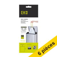 Offre : 6x EKO type F1 sacs-poubelles à lien coulissant 18-30 litres (20 pièces) - blanc