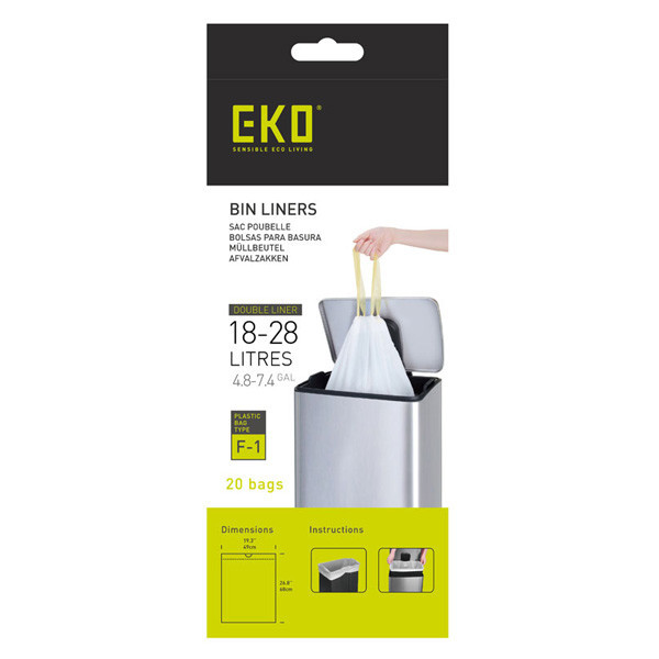 EKO type F1 sacs-poubelles à lien coulissant 18-30 litres (20 pièces) - blanc SEK00162 - 1