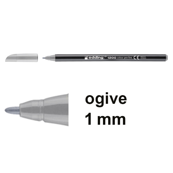 Edding 1200 feutre de coloriage (1 mm ogive) - gris argenté 4-1200026 239385 - 1