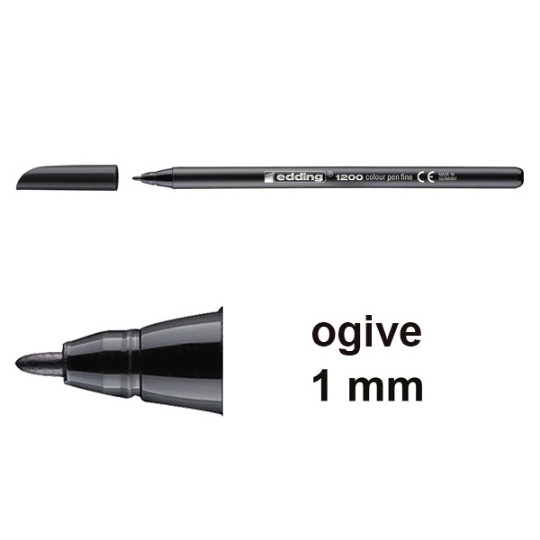 Edding 1200 feutre de coloriage (1 mm ogive) - noir 4-1200001 200958 - 1