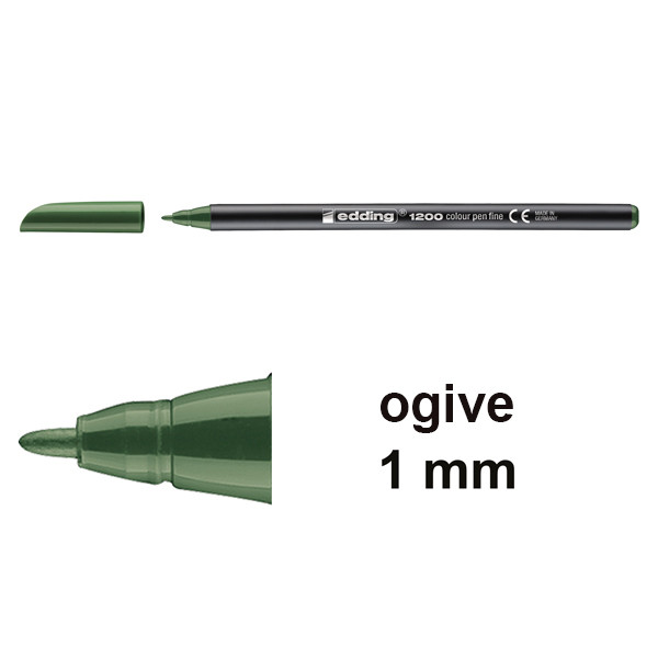 Edding 1200 feutre de coloriage (1 mm ogive) - vert olive 4-1200015 200971 - 1