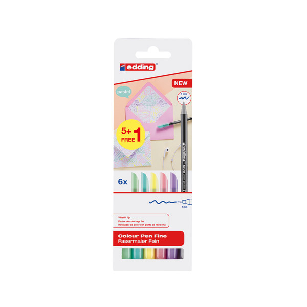 Edding 1200 feutres 6 pièces (1 mm ogive) - couleurs pastel 4-1200-6-S999 239434 - 1