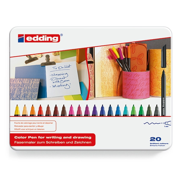 Edding 1200 feutres boîte en métal 20 pièces (1 mm - ogive) 4-1200-20 239041 - 1