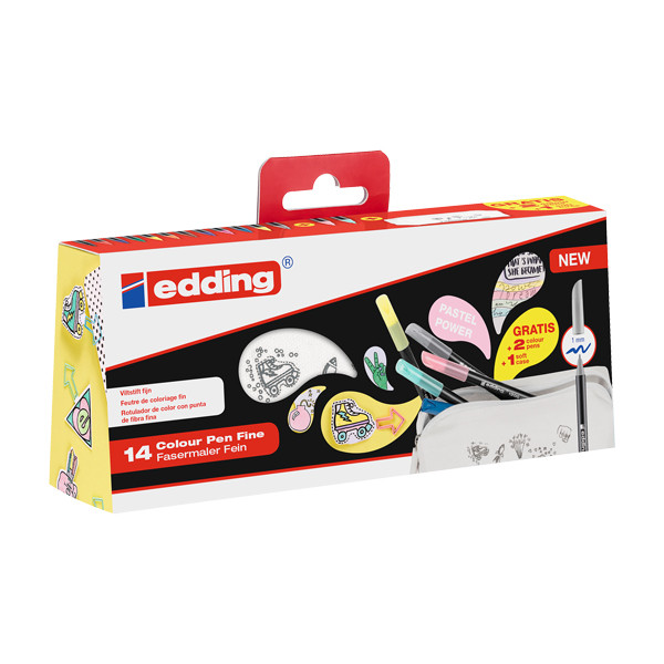 Edding 1200 feutres de coloriage avec coffret 14 pièces (1 mm - ogive) 4-1200-14-999 239433 - 1