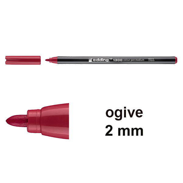 Edding 1300 feutre de coloriage (2 mm - ogive) - rouge carmin 4-1300019 239018 - 1