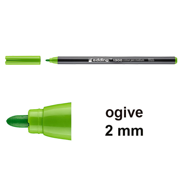 Edding 1300 feutre de coloriage (2 mm - ogive) - vert clair 4-1300011 239010 - 1