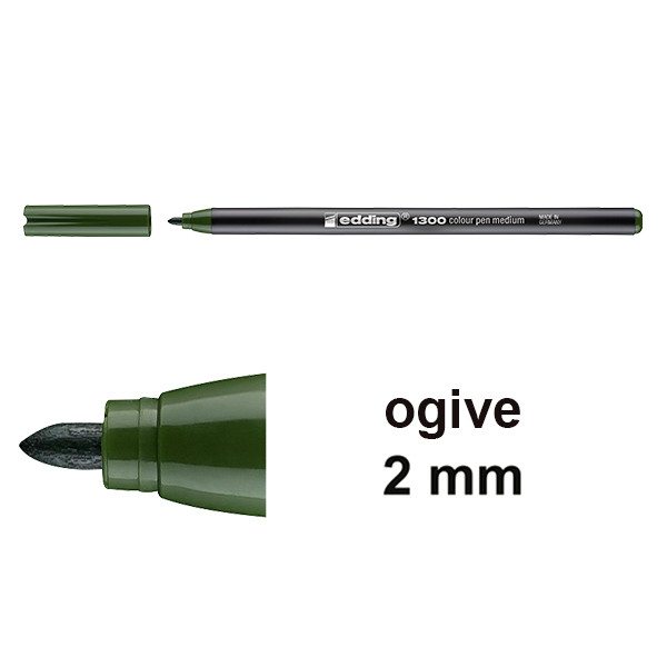 Edding 1300 feutre de coloriage (2 mm - ogive) - vert olive 4-1300015 239014 - 1