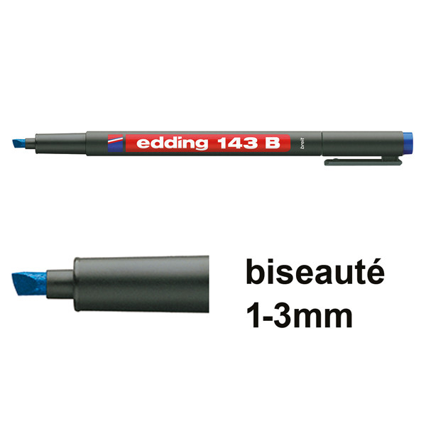 Edding 143B marqueur permanent (1 - 3 mm biseautée) - bleu 4-143003 200698 - 1