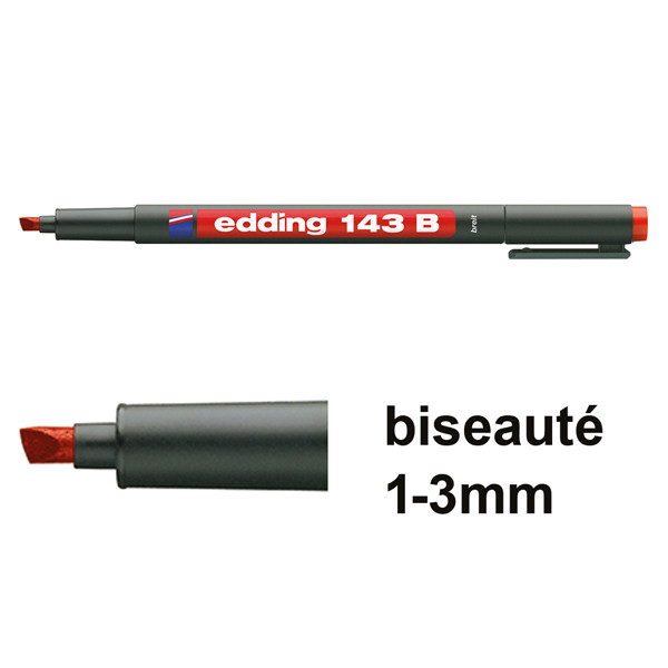 Edding 143B marqueur permanent (1 - 3 mm biseautée) - rouge 4-143002 200696 - 1