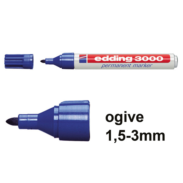 Edding 3000 marqueur permanent (1,5 - 3 mm ogive) - bleu 4-3000003 200504 - 1
