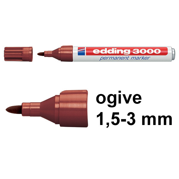 Edding 3000 marqueur permanent (1,5 - 3 mm ogive) - marron 4-3000007 200785 - 1