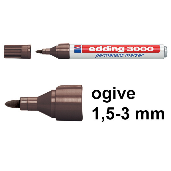 Edding 3000 marqueur permanent (1,5 - 3 mm ogive) - marron foncé 4-3000018 200796 - 1