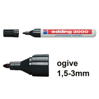 Edding 3000 marqueur permanent (1,5 - 3 mm ogive) - noir 4-3000001 200500