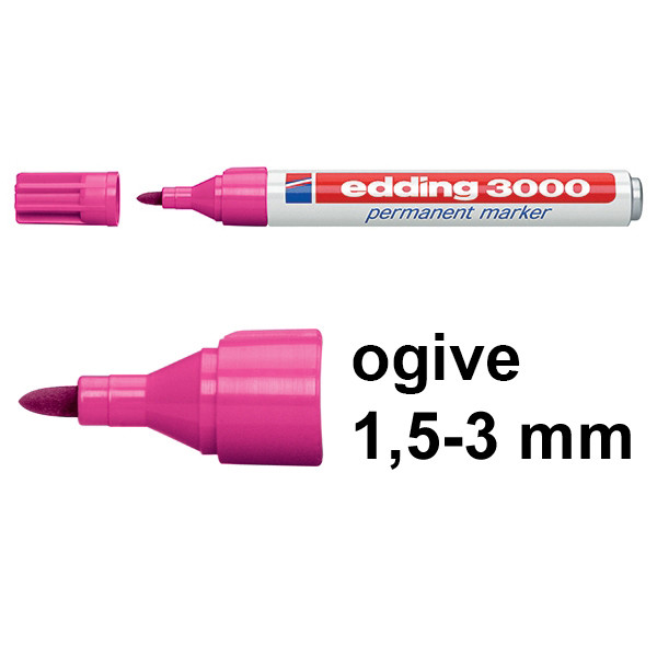 Edding 3000 marqueur permanent (1,5 - 3 mm ogive) - rose 4-3000009 200787 - 1