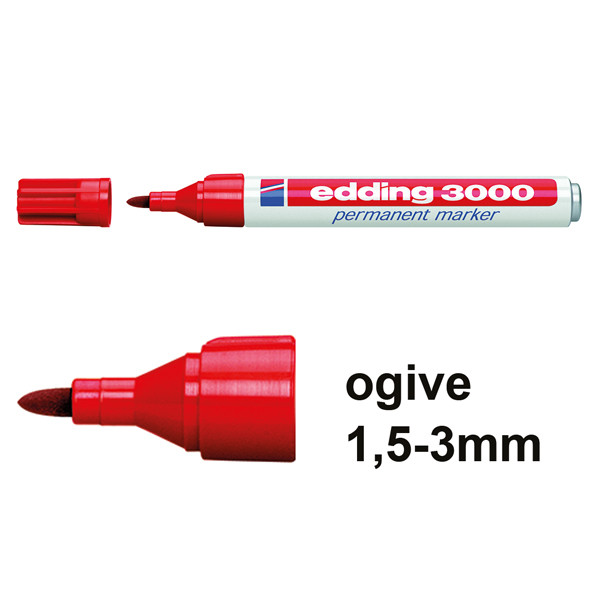 Edding 3000 marqueur permanent (1,5 - 3 mm ogive) - rouge 4-3000002 200502 - 1