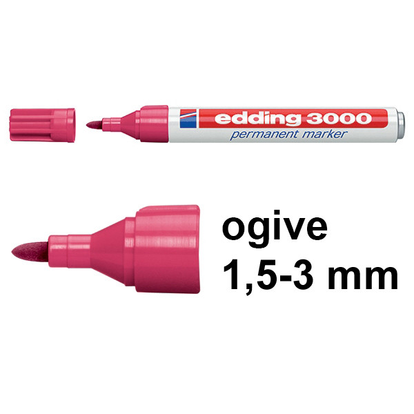 Edding 3000 marqueur permanent (1,5 - 3 mm ogive) - rouge carmin 4-3000019 200797 - 1