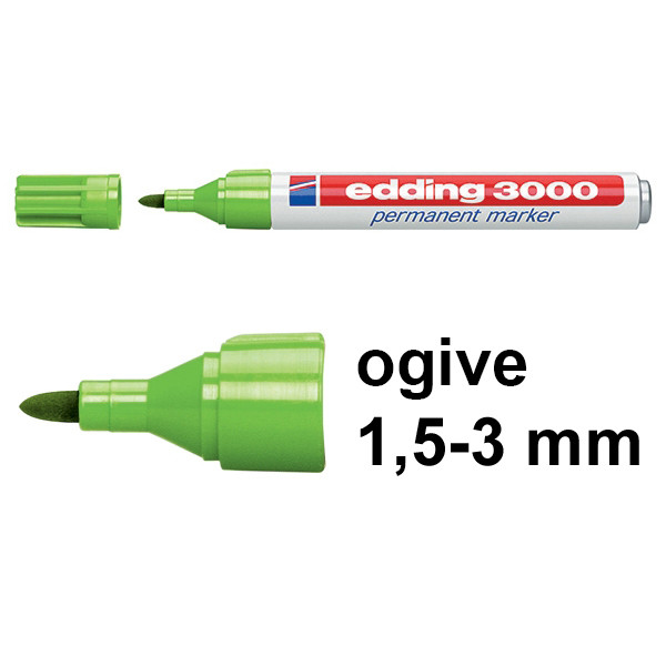 Edding 3000 marqueur permanent (1,5 - 3 mm ogive) - vert clair 4-3000011 200789 - 1