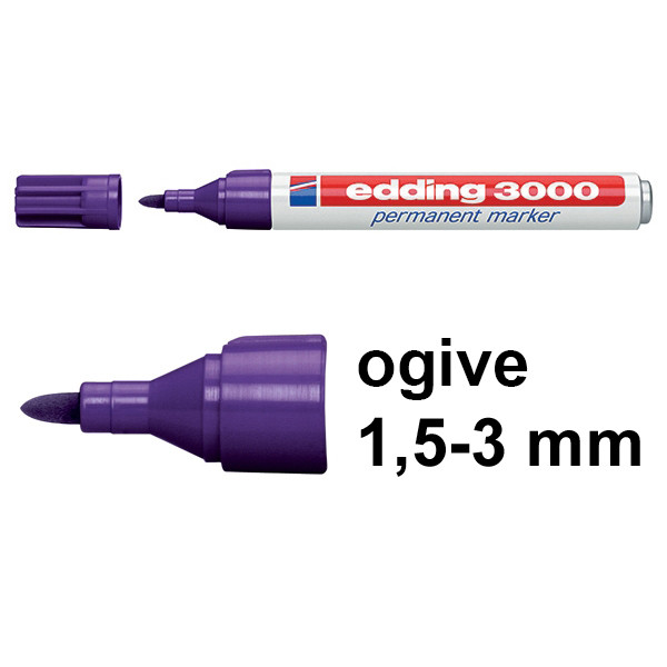 Edding 3000 marqueur permanent (1,5 - 3 mm ogive) - violet 4-3000008 200786 - 1