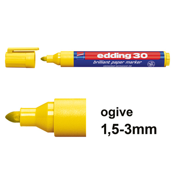 Edding 30 marqueur papier à encre brillante (ogive de 1,5 - 3 mm) - jaune 4-30005 239208 - 1