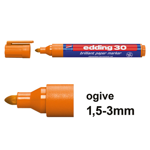 Edding 30 marqueur papier à encre brillante (ogive de 1,5 - 3 mm) - orange 4-30006 239209 - 1