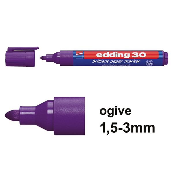 Edding 30 marqueur papier à encre brillante (ogive de 1,5 - 3 mm) - violet 4-30008 239211 - 1